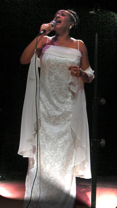 Anais Abreu, performing Cuban boleros on stage